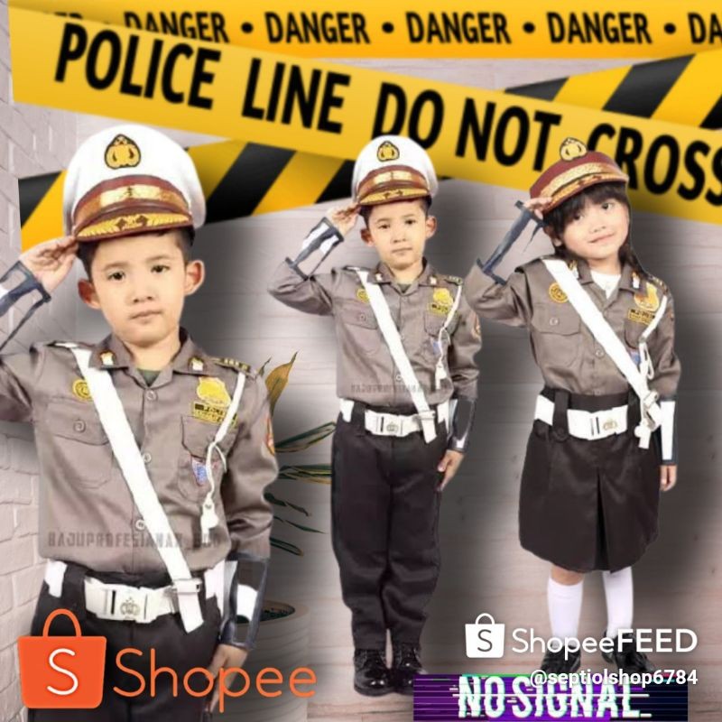 HIGH QUALITY SERAGAM BAJU POLISI ANAK Polantas Set komplit-Daffa store