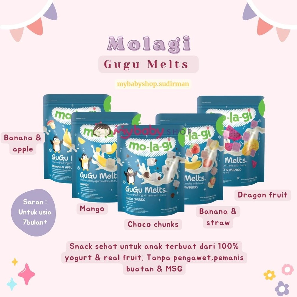 Molagi Gugu Melts 20gr - Snack usia (7bulan+) - Cemilan bayi sehat - cemilan anak