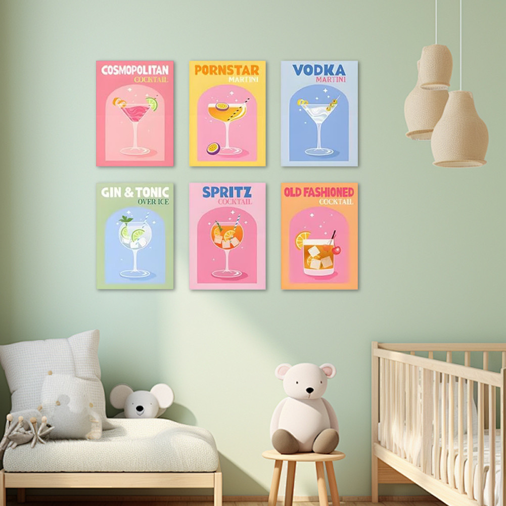 

6 Pack Paint by Numbers Kit w/ Brush and Acrylic Paints Color By Number Painting Kit DIY Acrylic Oil Painting for Adults