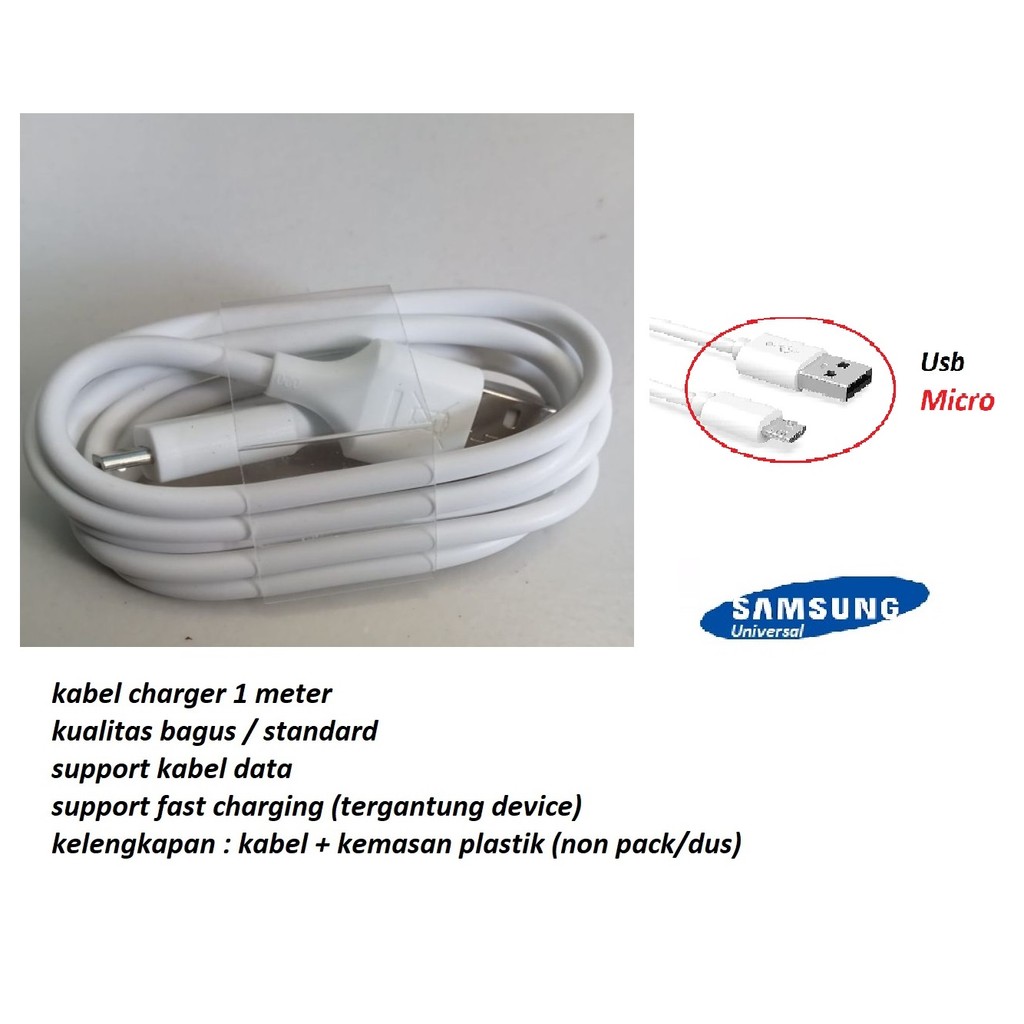 (putih) Usb micro kabel charger samsung S7 (SM-G930/SM-G9350) - S7 EDGE (SM-G935/SM-G9350)