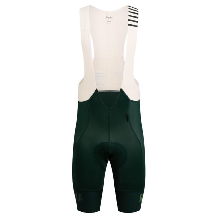 NAN Rapha Men's Pro Team Bib Shorts II Regular - Rapha Bib Shorts Original - Dark Green, L