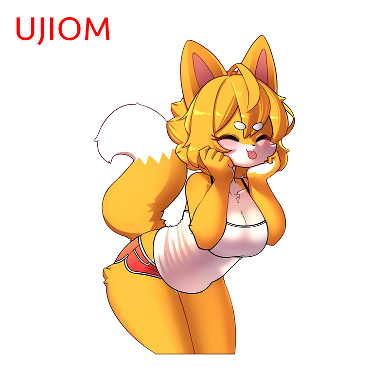 

UJIOM Playful Orange Fox Girl Car Stickers Interesting Cartoon Graffiti Design Decal Great Waterproof Bedroom Wallpapers Decor