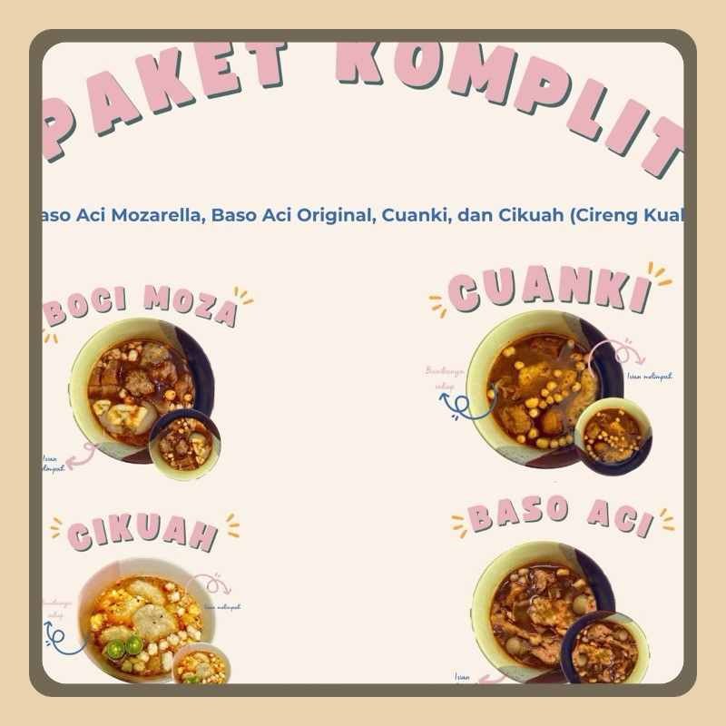 

[NGEMIL AREA] PAKET KOMPLIT BOCI MOZARELLA, CUANKI, CIRENG KUAH, BASO ACI ORIGINAL | BOCI