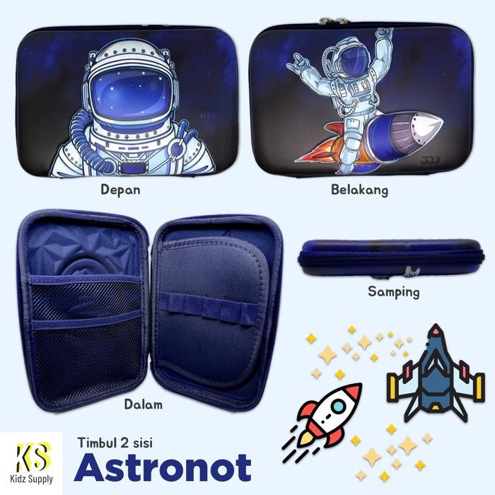 

[New Arrival] Tempat Kotak pensil hardcase smiggle anak laki karakter timbul 3D - HR-Astronot
