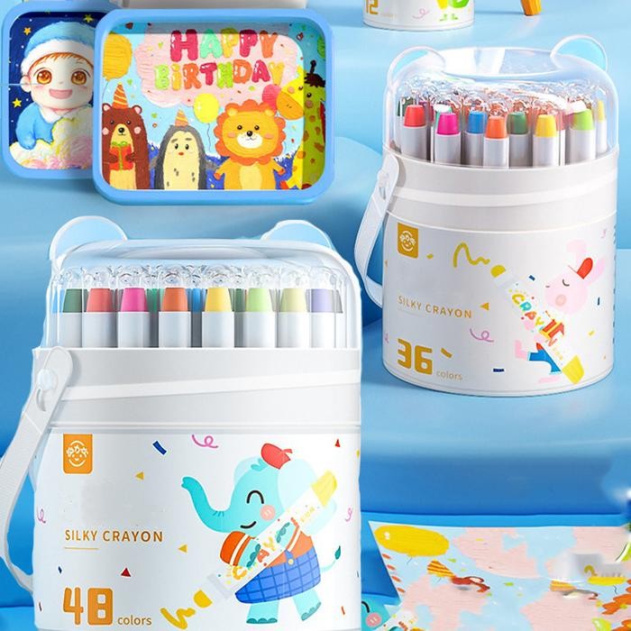 

TERLARIS! crayon lengkap 1 set Putar Washable 36/48 Color Kids yang Dapat Dicuci Seni Gambar Pastel Minyak（Free Brush）krayon lengkap 1 set - 24 warna