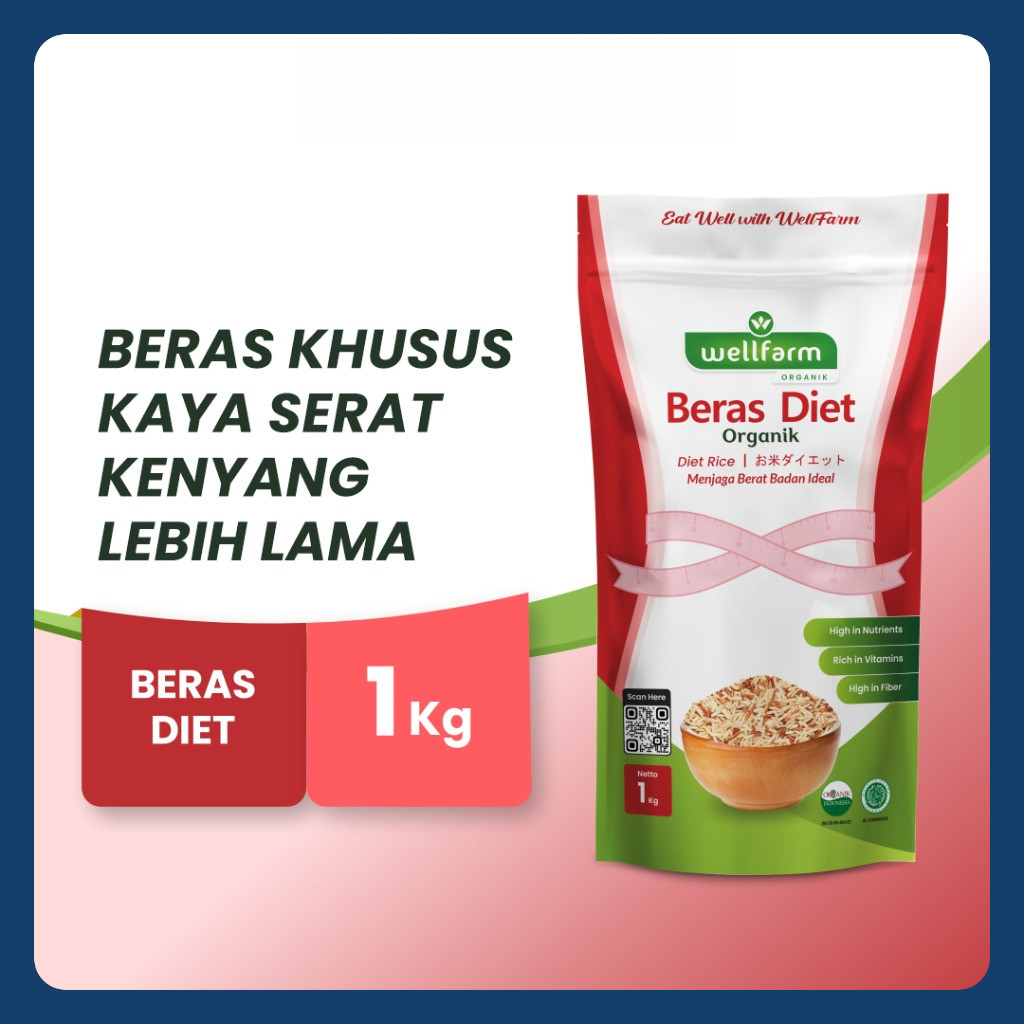 

WellFarm Beras Diet Organik 1 Kg | Bantu Lengkapi Kebutuhan Diet Sehat