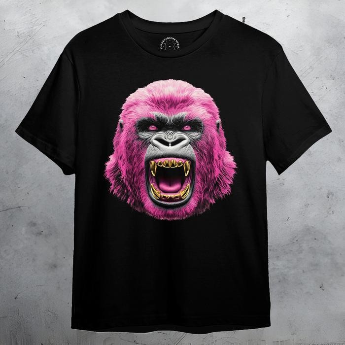 (COD) 3DimensionWear T-Shirt Pink Gorilla - DT0845 - Hitam, XS