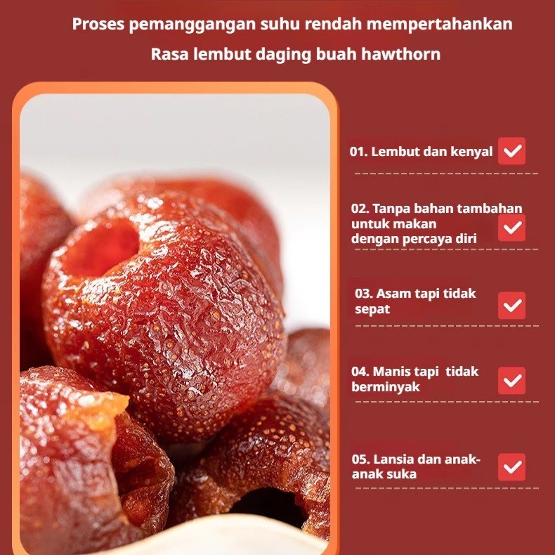 

TERLARIS Cemilan Hawthorn Premium 125g/250g – Permen Buah Asam Manis Lembut & Kenyal, Tanpa Pengawet, Sehat，0 Sukrosa