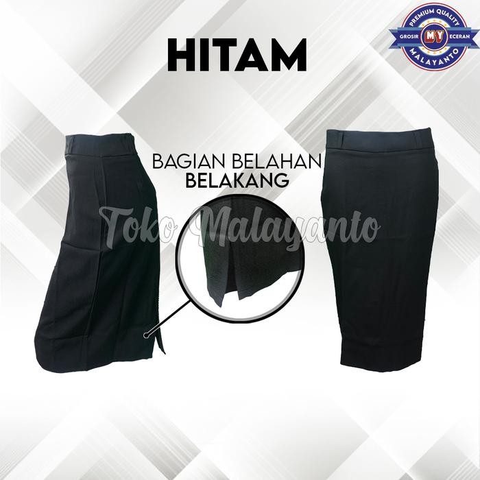 Rok Span Pendek, Rok Span 7/8, Rok Span Kantor/Rok Selutut Formal 7/8 - Hitam, S