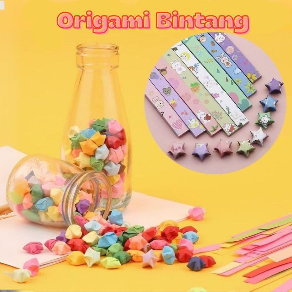 

KIDSINK Kertas Origami Bintang Lucky Star Craft Handmade Kertas Strip Quilling Paper