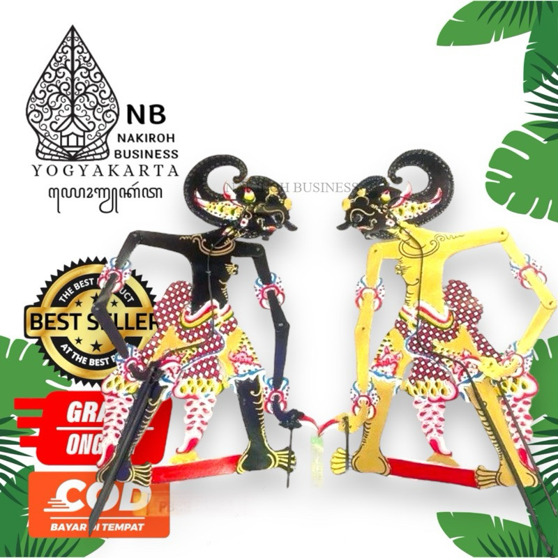 NAKIROHBUSINESS Wayang Kulit Bima Bimo Werkudoro 45cm Kulit Sapi Tebal ASLI Tangan Bisa Gerak