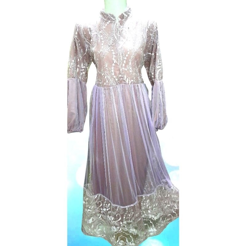 MUNIKSOSHOP  Gamis Brukat Mix Tutu Remaja Size XXL Estimasi 11-15 Tahun