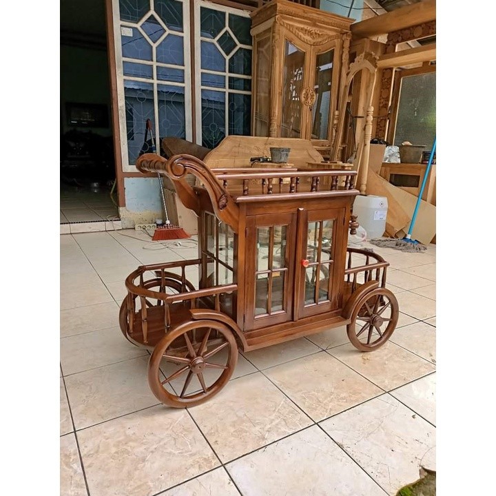 troly kayu jati asli//meja kopi kereta dorong kayu jati//Troli Jati Jepara Meja Teh Meja kopi Kereta