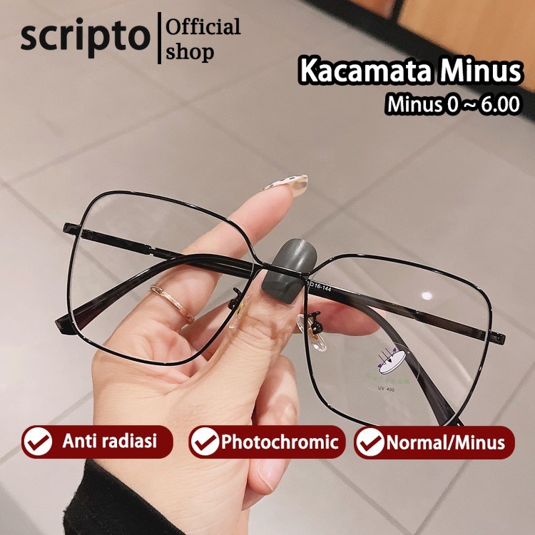 Scripto Kacamata Photocromic Minus Anti Radiasi Blueray Cylinder Wanita Pria Cowok Korea Fashion Bes