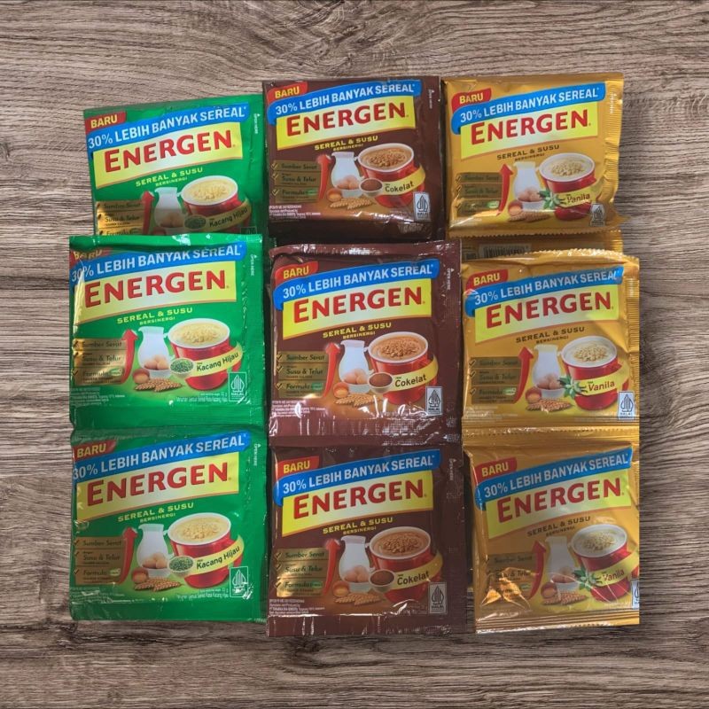 

PIOPI Energen Sereal & Susu 10 Sachet Varian Rasa Cokelat-Rasa Vanila-Rasa Kacang Hijau