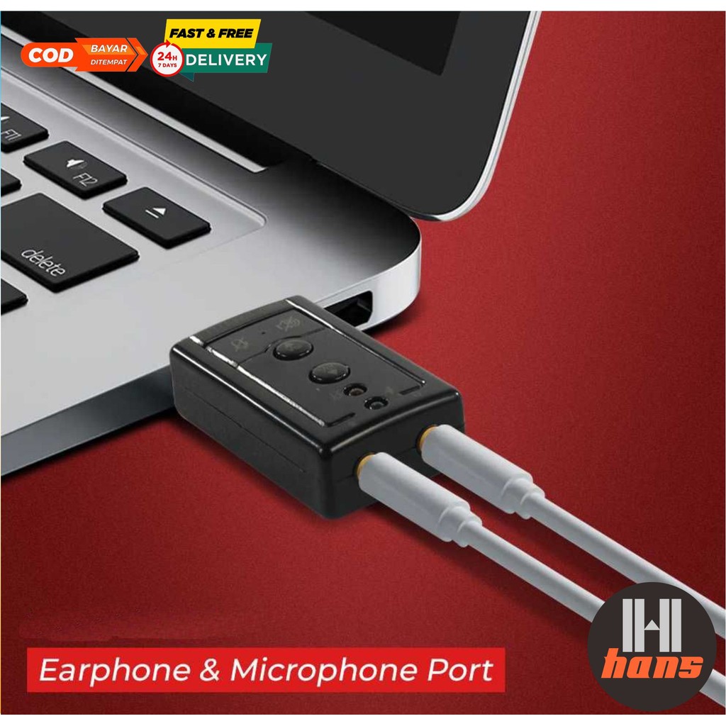 Sound Card USB Surround Sound 7.1 Speaker & Mic Input Soundcard PC Laptop Netebook Desktop Komputer