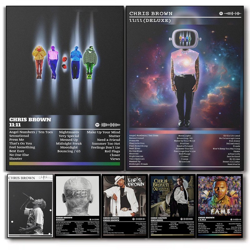 

Chris Brown Rapper Classic Album Poster Print Canvas Pictures Home for Living Room Bedroom Wall Modern Decor Frameless Painting