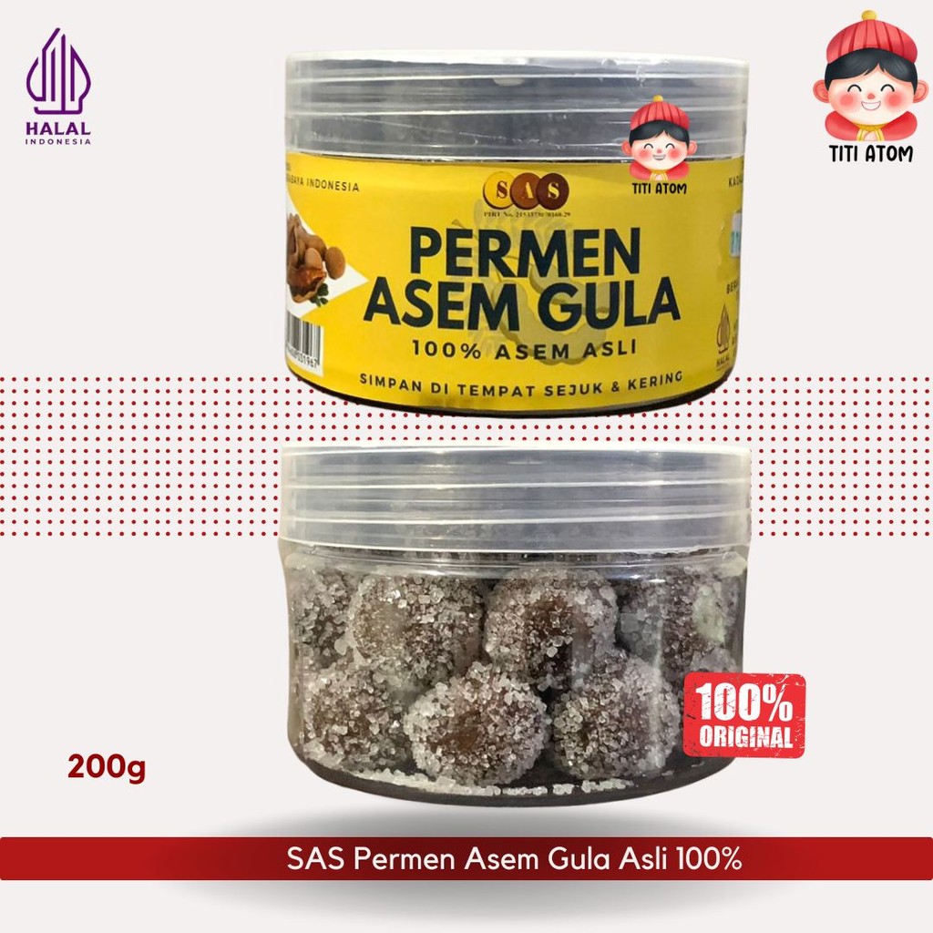 

SAS Permen Manisan Asem Gula Asli 100% Manis Kecut 200g