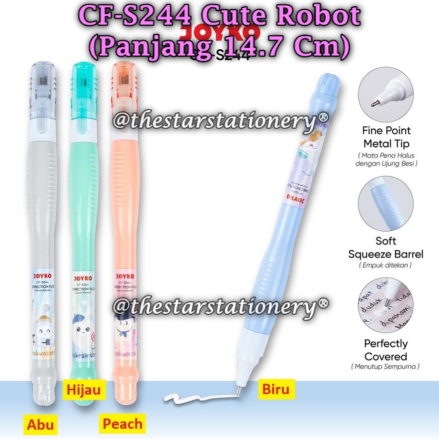 

(1 Biji) Correction Fluid JOYKO CF-S244 Cute Robot / Cairan Koreksi Penghapus Cair CF-S244 (1 Biji)