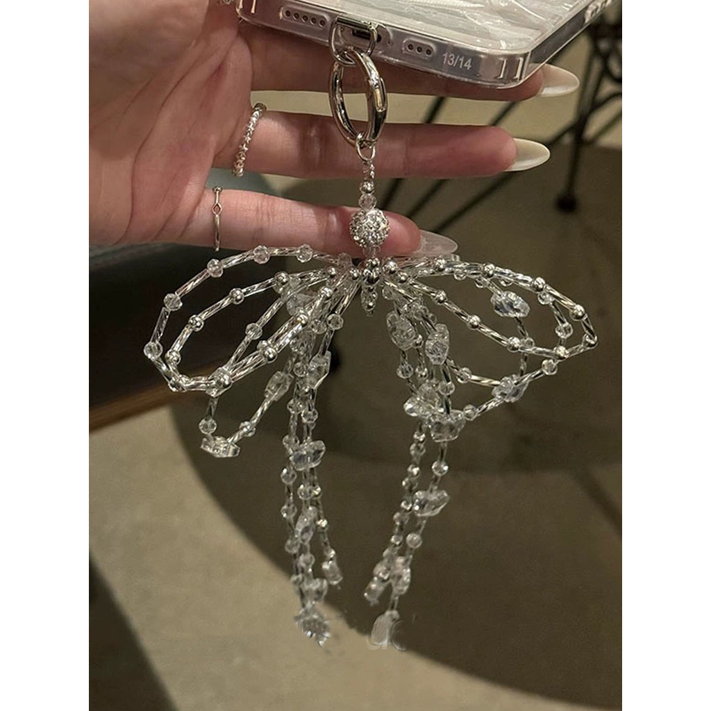 Big Bow Girl Bag Pendant Universal Mobile Phone Chain Bead Chain Hanging Rope Keychain