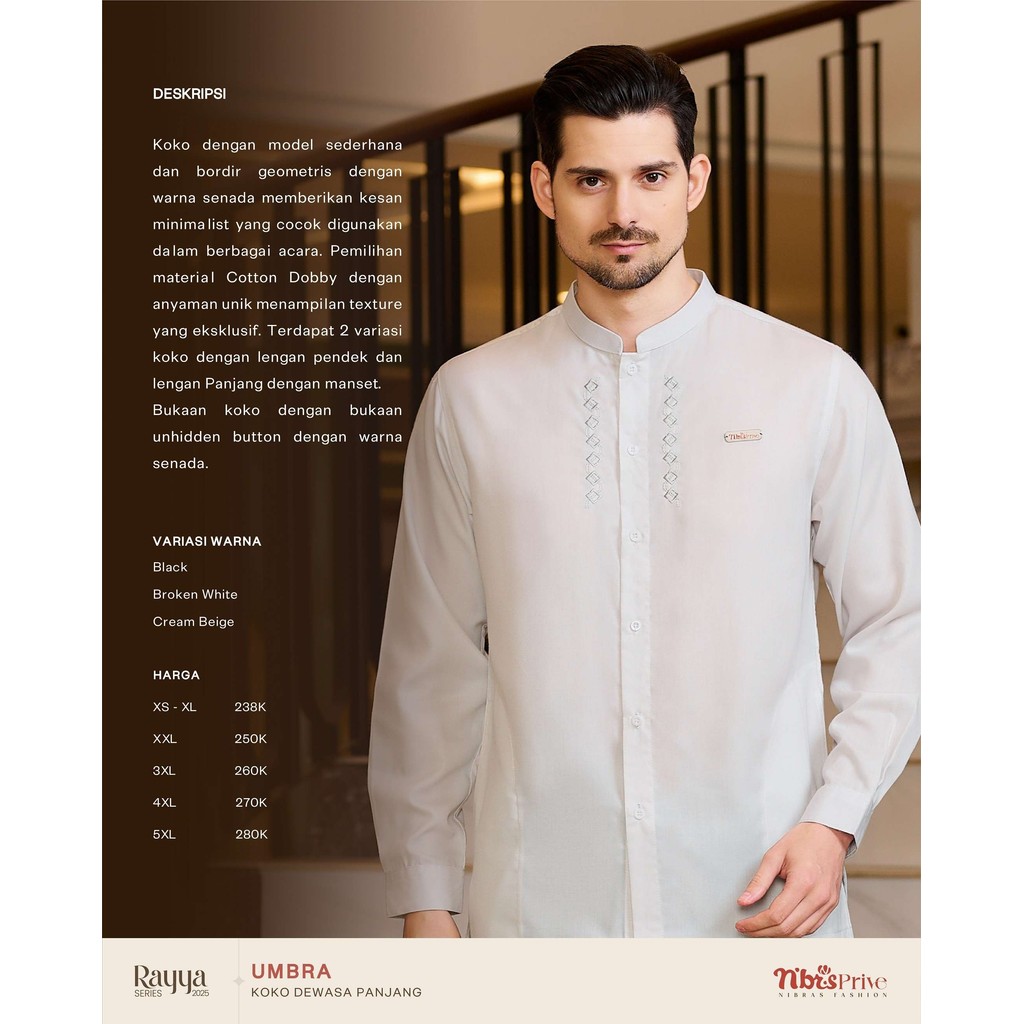 NIBRAS - Sarimbit Koko Lengan Panjang Bahan Katun Umbra Koko Panjang Baju Muslim Pria By Nibras