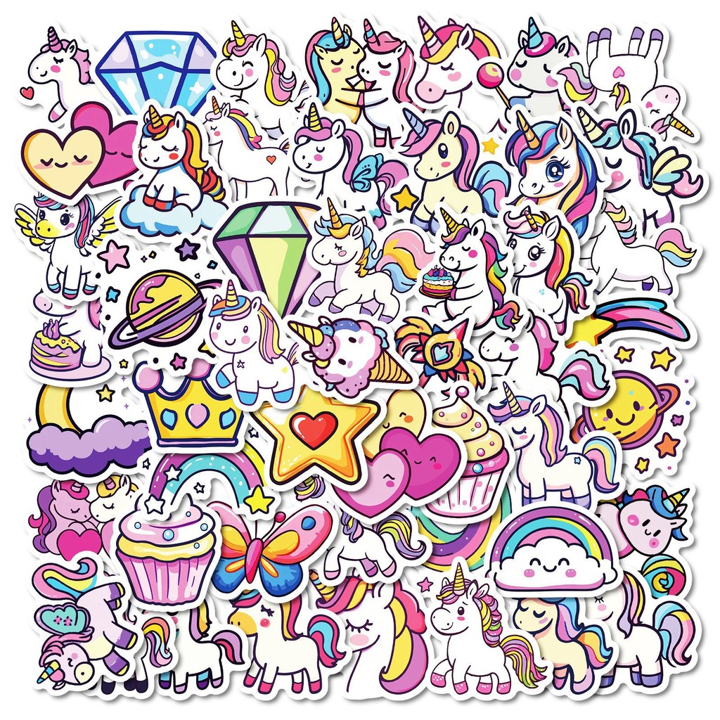 

50pcs Cute Unicorn Animals Cartoon Graffiti Stickers Phone Guitar Laptop Notebook Suitcase Cup Waterproof Sticker Kids Toys