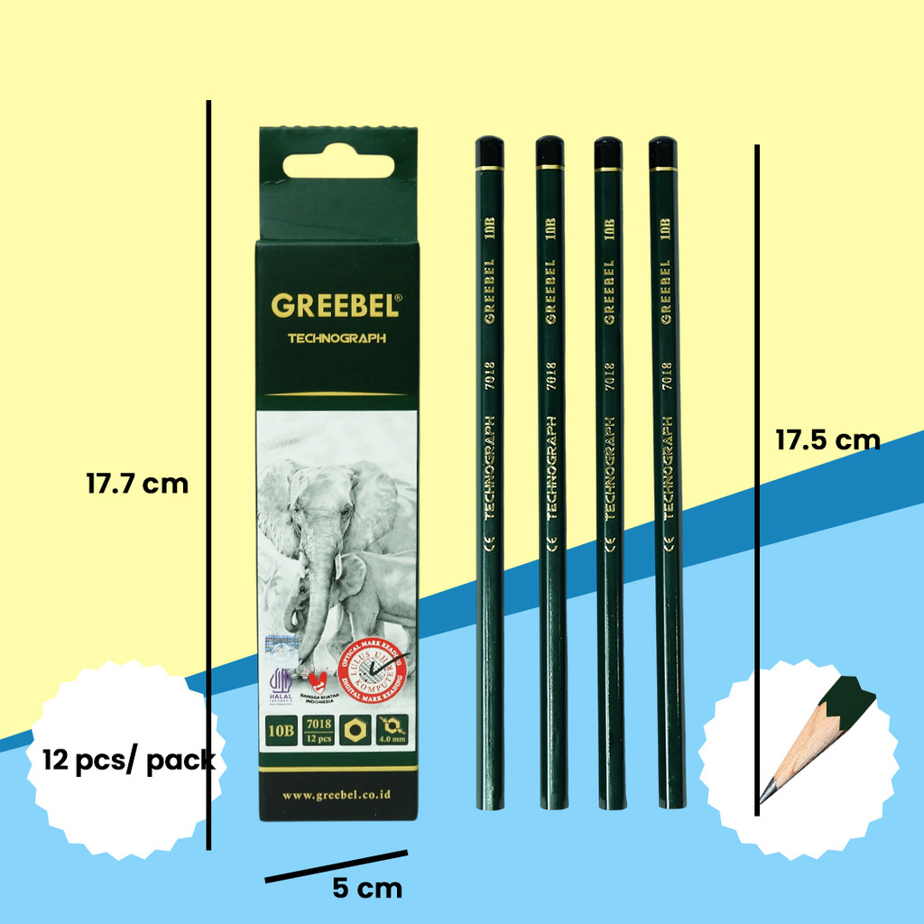 

GREEBEL Pensil Kayu / Alat Tulis Ujian Sekolah / Pensil Gambar 10B 7018 (12PCS/SET)
