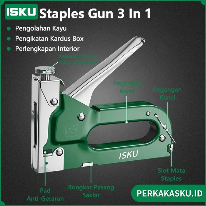 

ISKU Staples Tembak 3 In 1 Staple Gun Tacker Stapler Staples Perekat Powerfull Staples Tembak - 1pcs