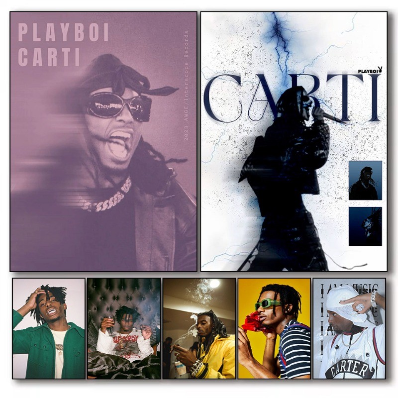 

Rapper Playboi Carti Series Poster Print Canvas Pictures Home for Living Room and Bedroom Wall Modern Decor Frameless Painting