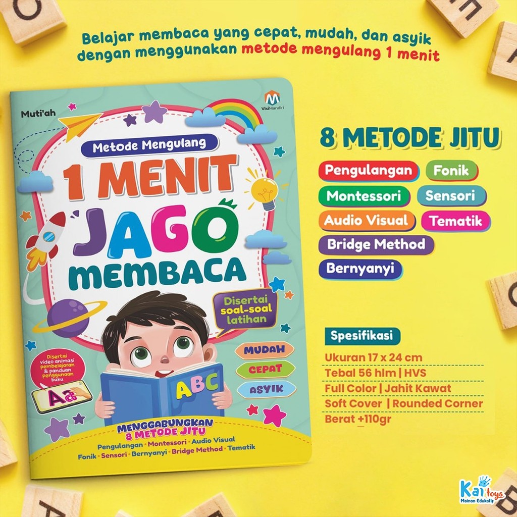METODE MENGULANG 1 MENIT JAGO MEMBACA / Buku Belajar Membaca Anak TK / Buku Membaca Anak SD Ziyad Bo