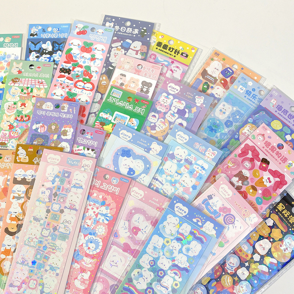 

SKYSONIC Updated 4/6/7/8/12/16 PCS Full Set Series Decorative Stickers Kawaii Kpop Idol Card Album Sticker Korean Stationery