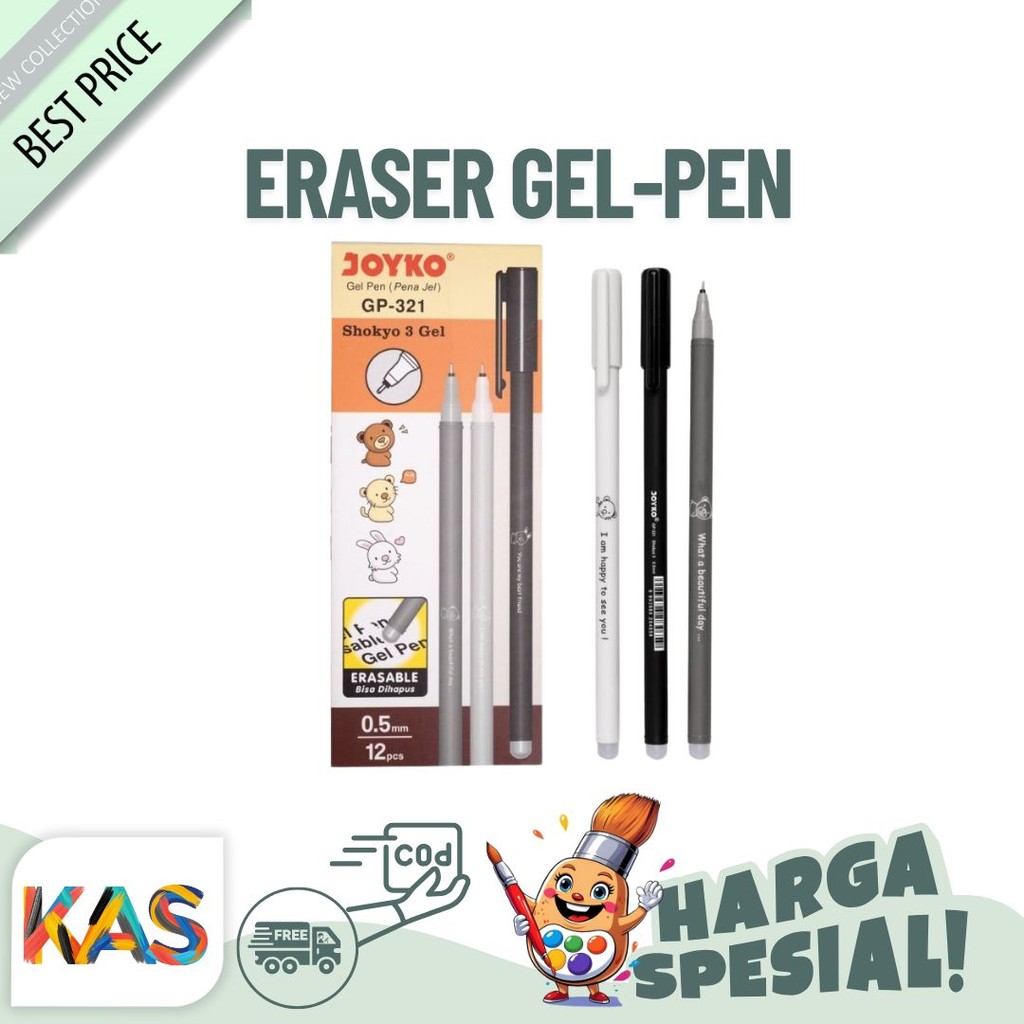 

Erasable Gel Pen Joyko GP-321 Shokyo 3 Pulpen Bisa Dihapus Gel 0.5 mm - Satuan