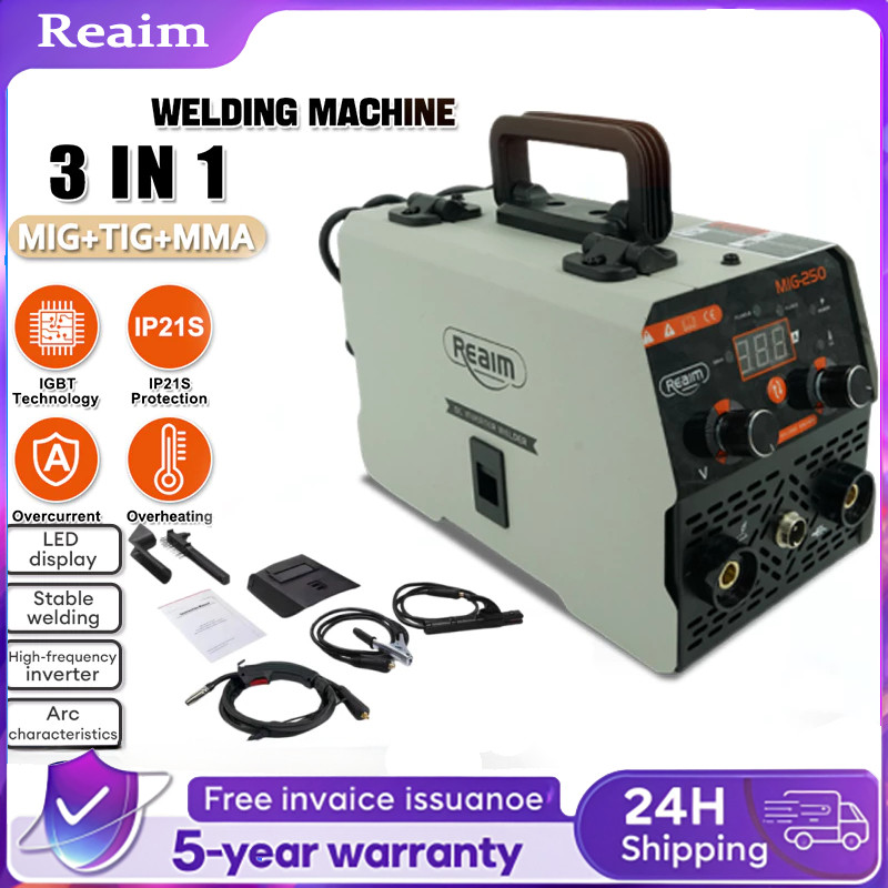 Reaim Mesin Las MIG-250 450 Watt: Inverter Tanpa Gas Efisiensi Tinggi, Set Lengkap Alat Las Listrik,