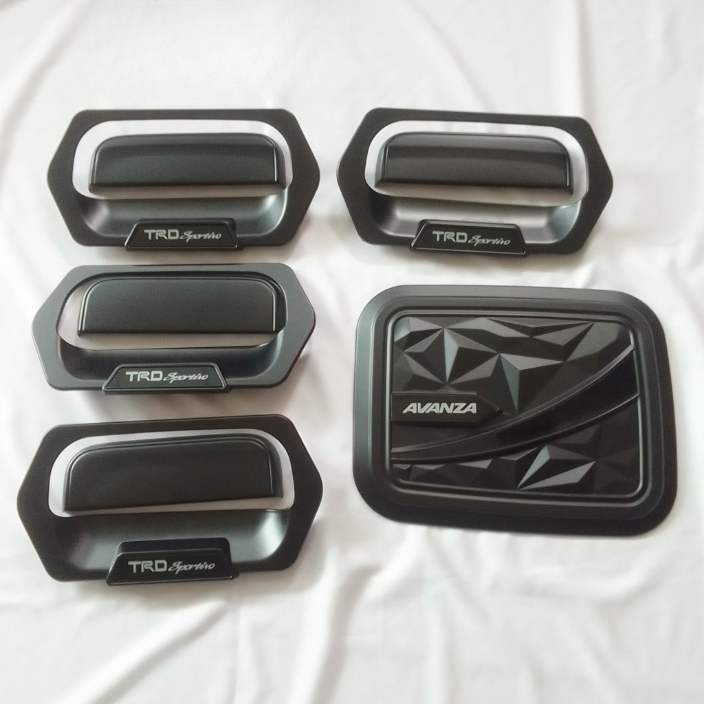 Paket Outer Cover Handle Pegangan Pintu Tank Cover Avanza Lama 2005 - 2010 Hitam Doff TRD Diamond