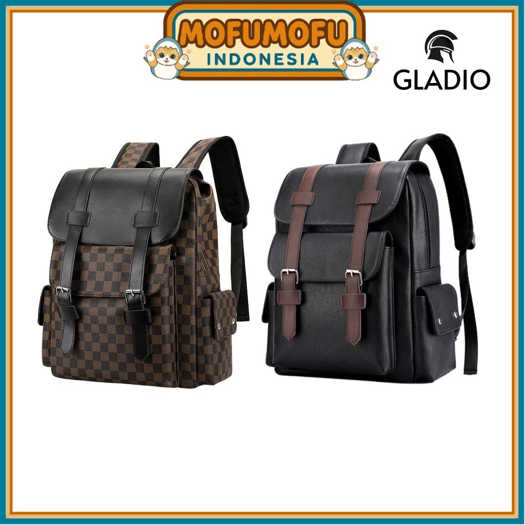GLADIO Tas Ransel Pria Kenta Kulit Besar Traveling Premium Muat Mewah Kekinian Backpack Laptop