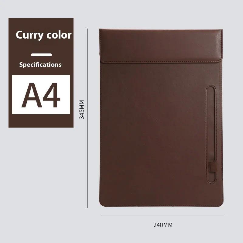 

A4 Leather Clipboard Magnetic Absorption Silver Clip Manager Signature Pad Writing File Office Meeting Vintage Folder Menu Board