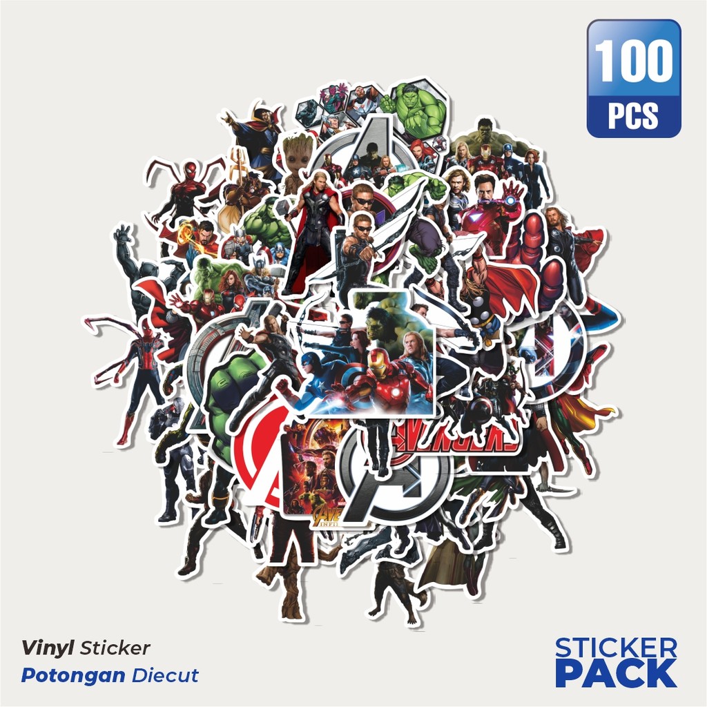 

Stiker Vinyl Sticker Avengers Sticker Waterproof Aesthetic- Untuk Laptop, Motor, dan Helm - Paper Stationery Pack