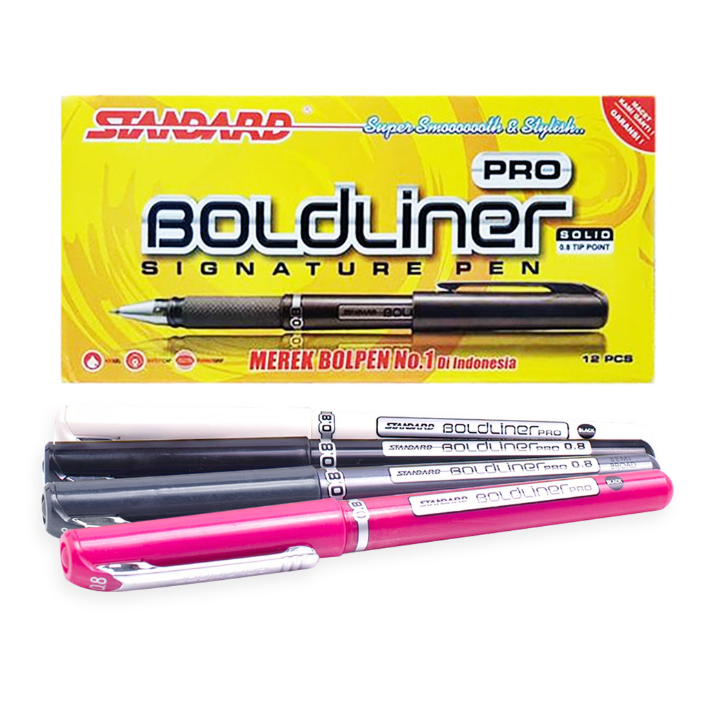 

Standard Boldliner PRO 0.8mm Pulpen Pulpen Bolpoint Pen Tandatangan Tinta Hitam