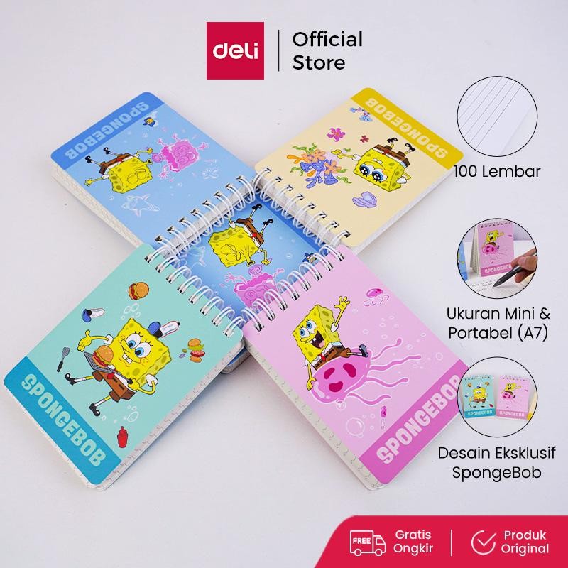 

Deli x Spongebob Buku Catatan / Spiral Notebook A7 100 halaman ELA7100