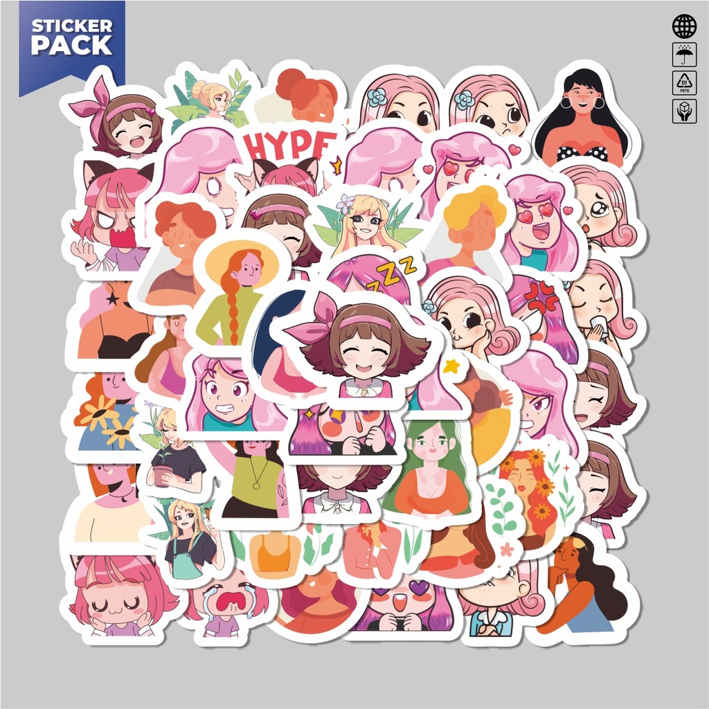 

[100PCS]Stiker Pack Sticker Kartun Gadis Cantik Lucu Stiker Aesthetic Vinyl Anti Air Dekorasi Sticker Laptop Buku Journal Koper Helm Casing HP Gitar Helm Skateboard