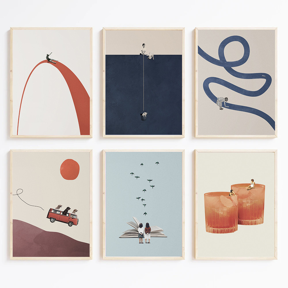 

Vintage Abstract Museum Collage Creative Funny Whimsy Poster Canvas Painting Wall Art Pictures Home Bedroom Dorm Decor