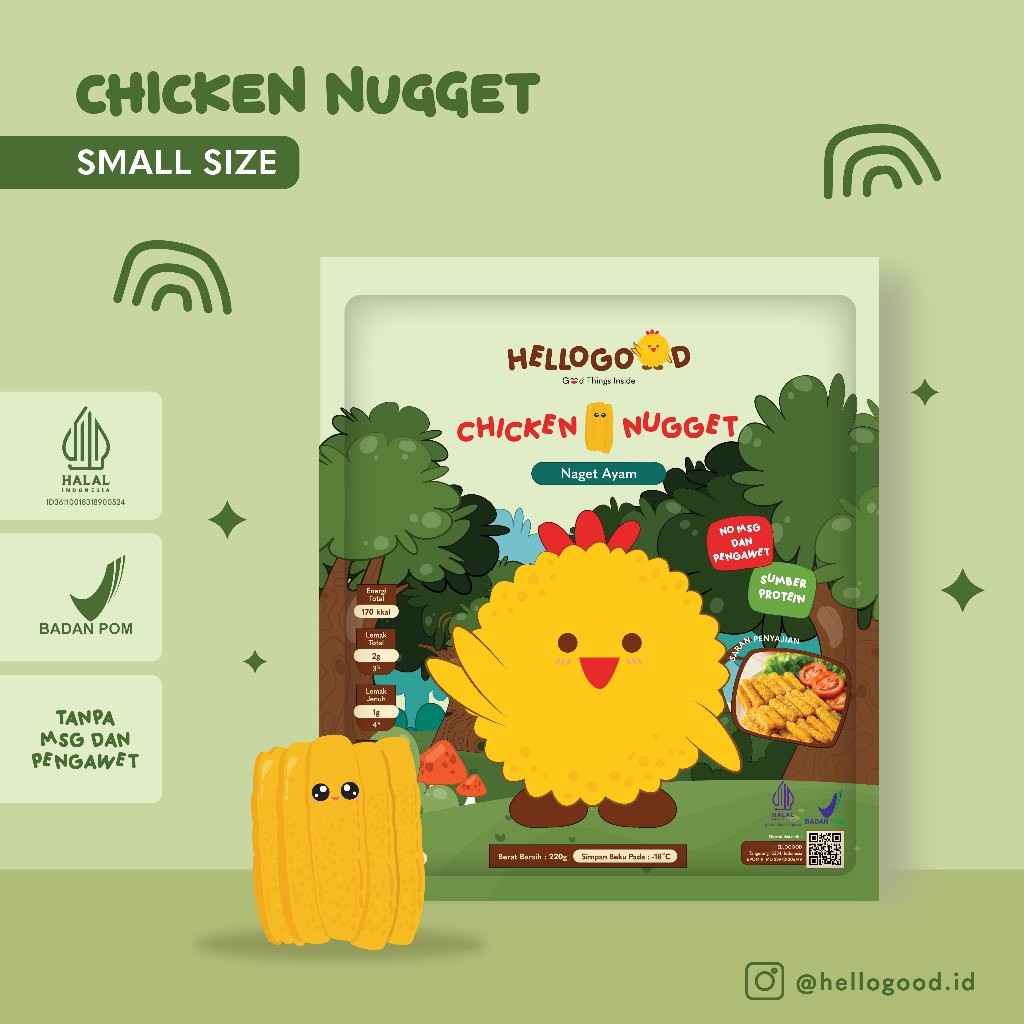 

HELLOGOOD Chicken Nugget - SMALL - Frozen Food No MSG, Izin Edar BPOM