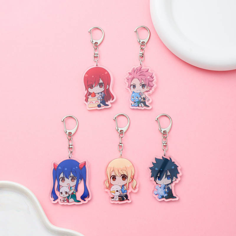 

Anime FAIRY TAIL Acrylic Keychain Accessaries Cartoon Funny Bag Pendant Cute Creative Charm Car Keyring Friends Fans Gifts
