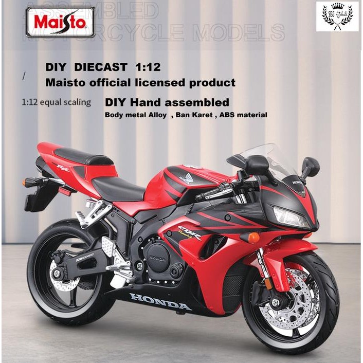 READY Maisto DIY Diecast sepeda motor skala 1:12 ukuran besar assembly line Original licensed produc