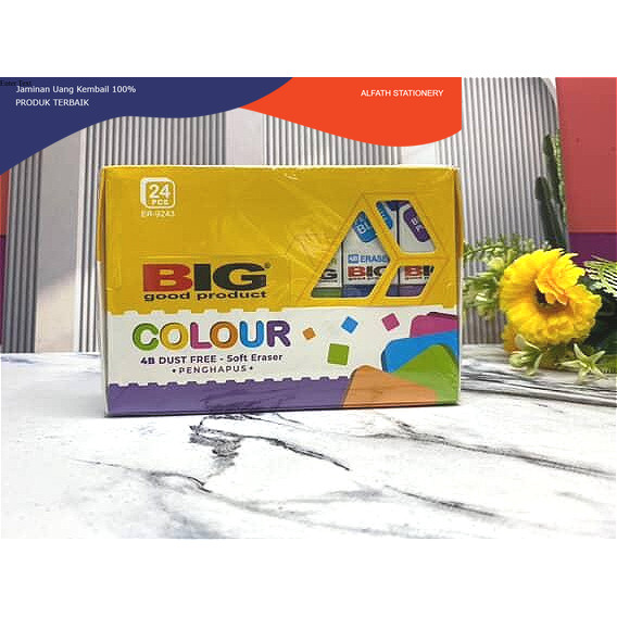 

Penghapus Big warna 1Pack isi 24 Pcs BIG Penghapus / Eraser Pensil Warna Warni Colour Besar Dust Free ER-9243