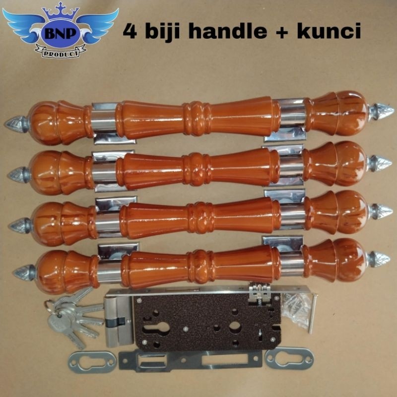 Satu set 4 gagang pintu rumah 40cm & kunci set / handle pintu kuputarung/ pintu 2 daunCO