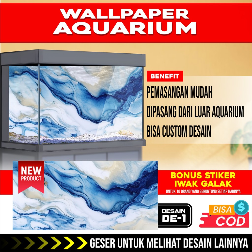 sticker wallpaper background aquarium belakang 3d tema gambar tema marmer de