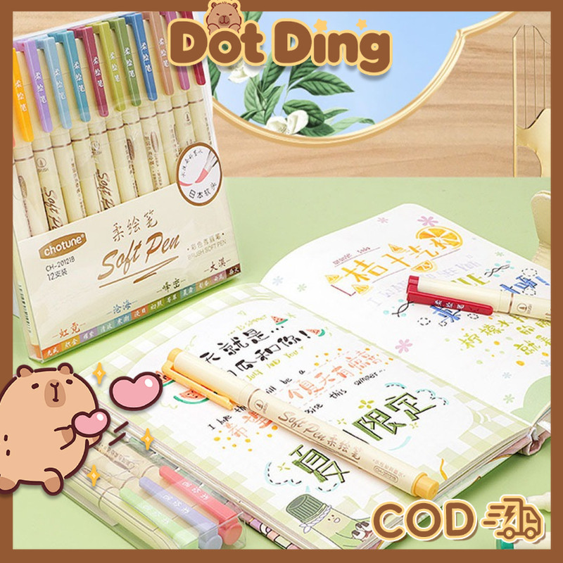 

[DOTDING] Set 3 Soft Brush Sign Pen Calligraphy Pen Brush Lettering Pen Aesthetic Vintage Warna Warni H375