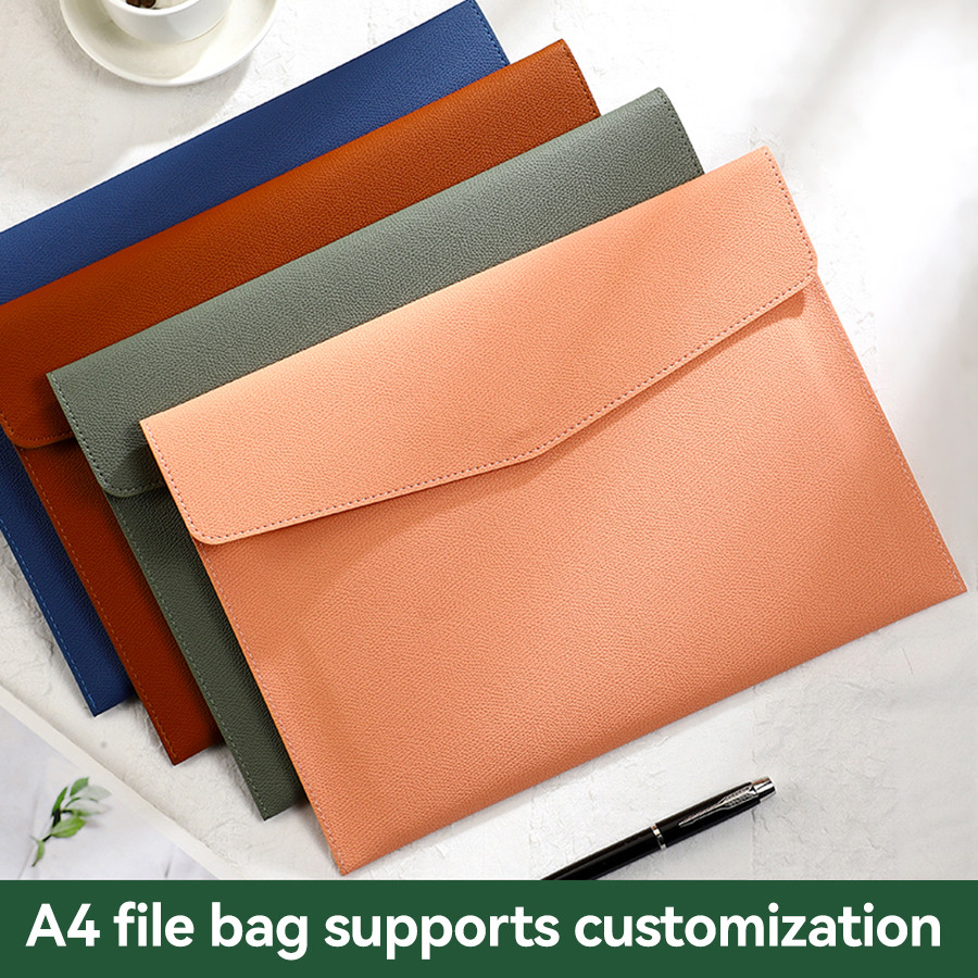

PU Leather A4 Organizer – Snap Closure Flip Cover Folder, Water-resistant Portable for Office Travel (Multi Colors）