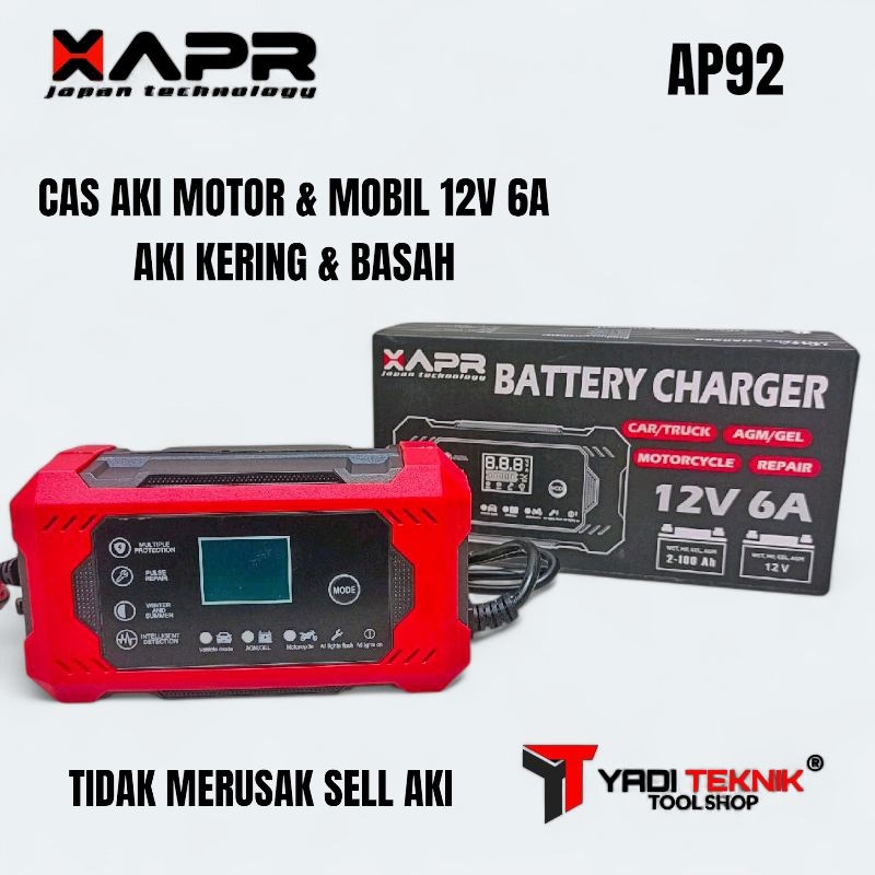 Cas aki APR AP92 12v 6a digital fast charging cas aki mobil motor Car